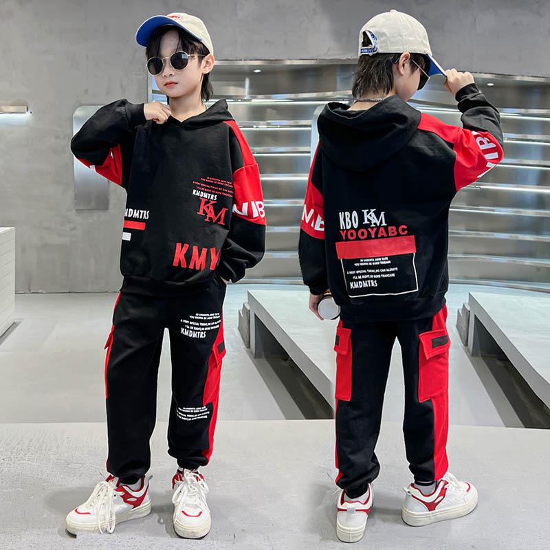 

Весна Осень Детский Комплект Толстовка с Капюшоном + Спортивные Штаны Мальчик Принт Букв Повседневный Спортивный Костюм из 2 предметов Детская Толстовка Спортивная Одежда 160cm красный