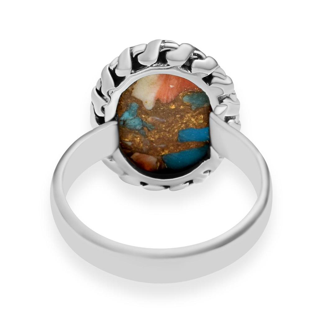 Natural Oyster Turquoise Solid 925 Sterling Silver Ring For Women & Girls