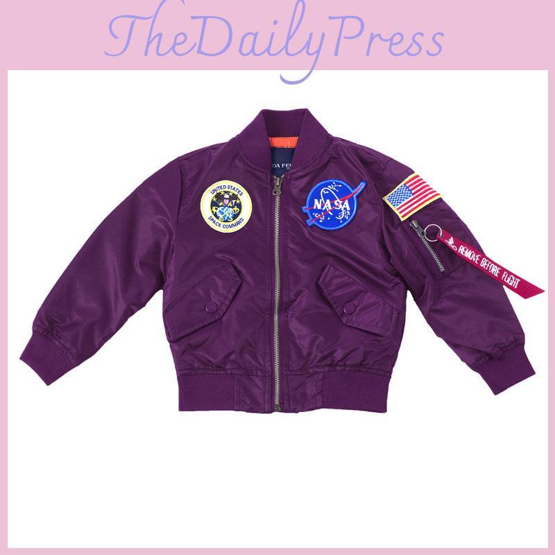 Prémiová kvalita dětské bundy bomber Nasa s klasickým pilotním designem Ma1