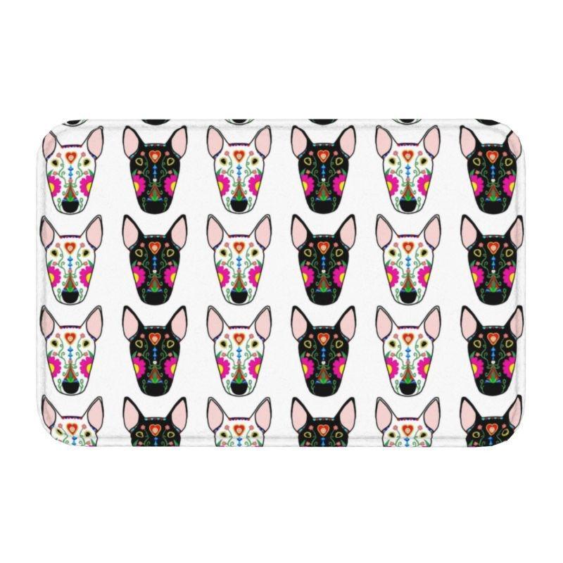 Starry Night Oil Painting Bull Terrier Carpet Mat Anti-Slip Rubber Backing Rug for Pet Lover Home Decoration Artistic Anime Rug