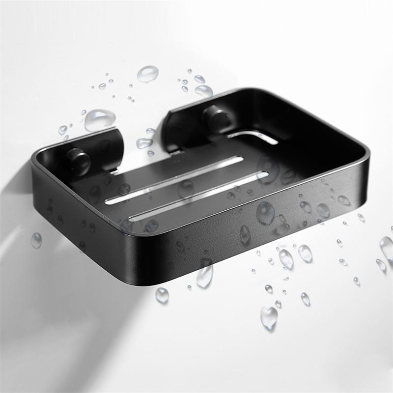 Bathroom Soap Storage Rack Basket Rack Kitchen Sponge Storage Shelf Wall Soap Dish Holder Aluminum Self-adhesive Soap Box