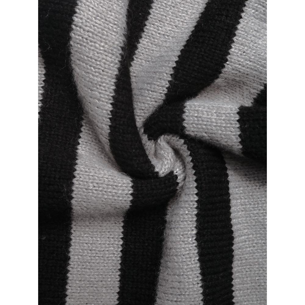 New Neutral Style Vertical Striped Lapel Knitted Pullover Sweater for Women in Autumn and Winter