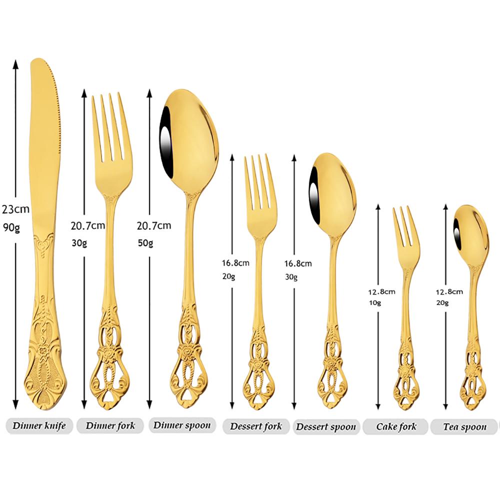 12 Stück Speisegabel Vintage Gabel Besteckset Edelstahl Besteckset Königsgold Silberbesteck Abendessen Dessertgabeln Geschirrset