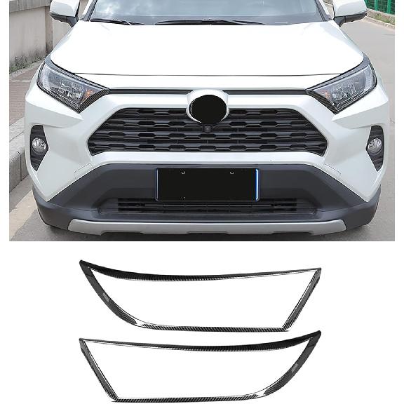 Car Accessories Fit for Toyota RAV4 2019 2020 2021 2022 Headlight Lamps Cover Trim Bezel (Glossy Chrome Style) ABS 2 PCS
