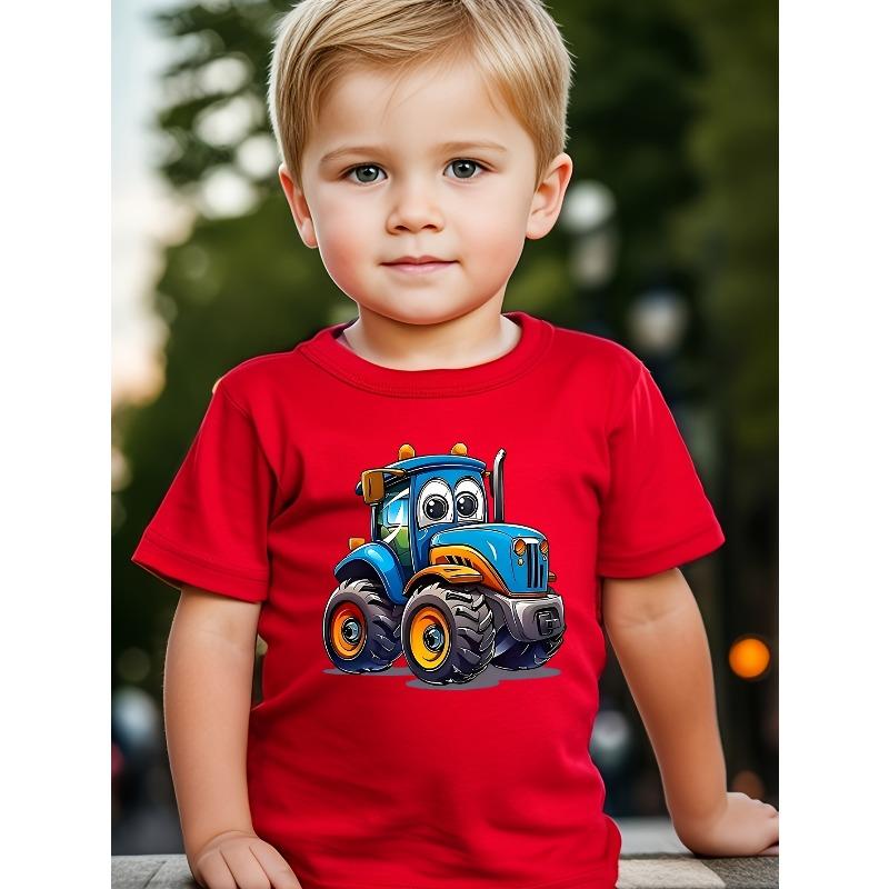 Boys' Cartoon Cute Car Print Creative Casual Trendy T-Shirt