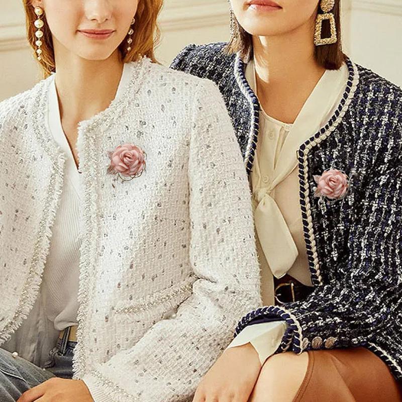 1Pc Pearl Women Botanical Pins Casual Fabric Mother's Day Gift Party Accessories Brooches Rose Flower