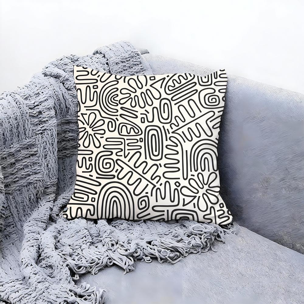 Minimalist Line Art Cushion Cover Premium Comfort Reversible Pillow Cove Two In One Design for Any Room Car Interior