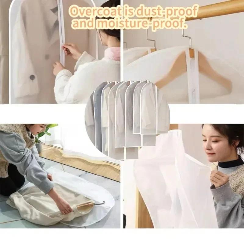 1/3/5pcs Dustproof Clothes Cover Hanging Style Home Use down Jacket Storage Coat Sleeve Bag Cover Garment Dust Cover Protector