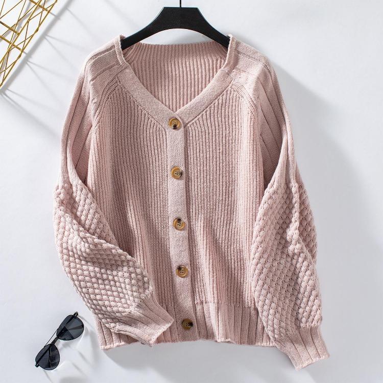 Women Casual Lightweight Open Front Cardigan Soft Cable Knit Sweater Long Sleeve Loose Solid Button Outwear for Winter Fall