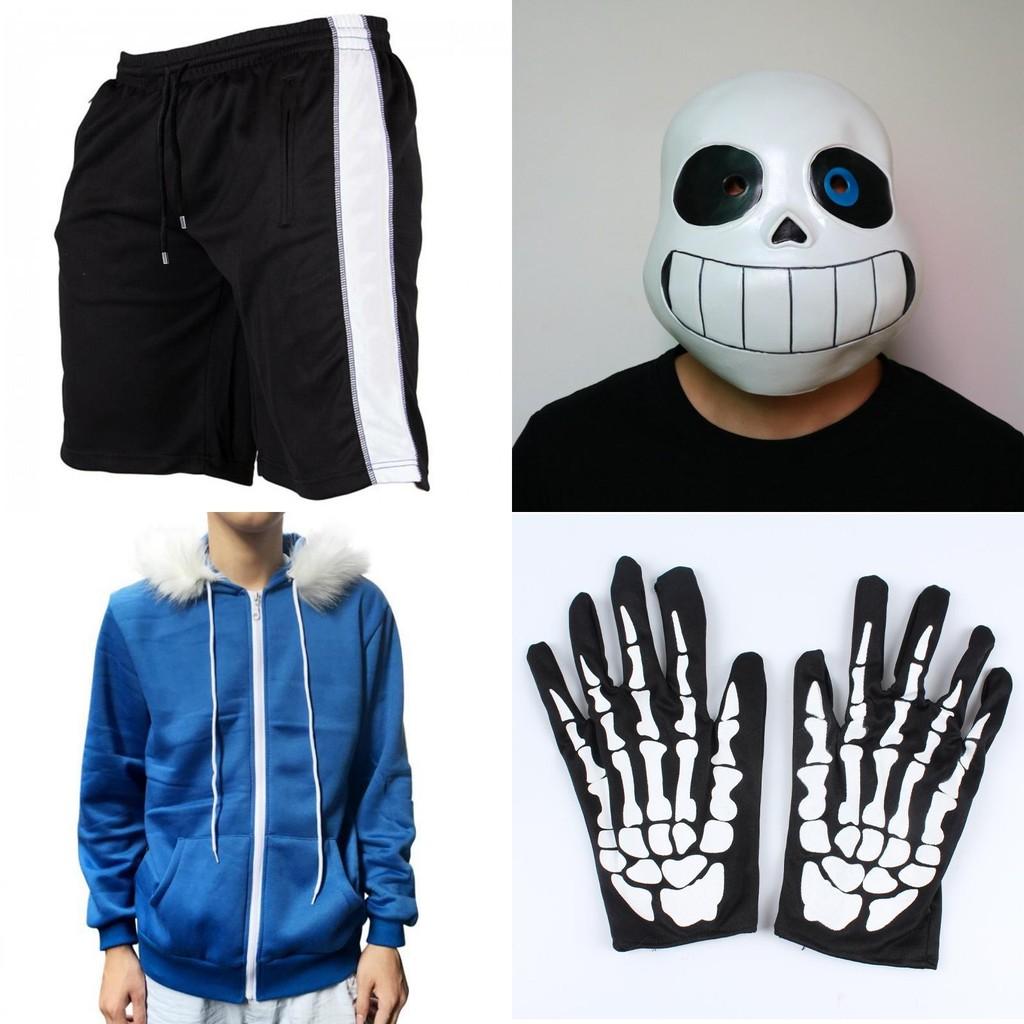Stilvolles Spiel Undertale Sans Cosplay Kostüm Hoodie Set mit Handschuhen und Strümpfen