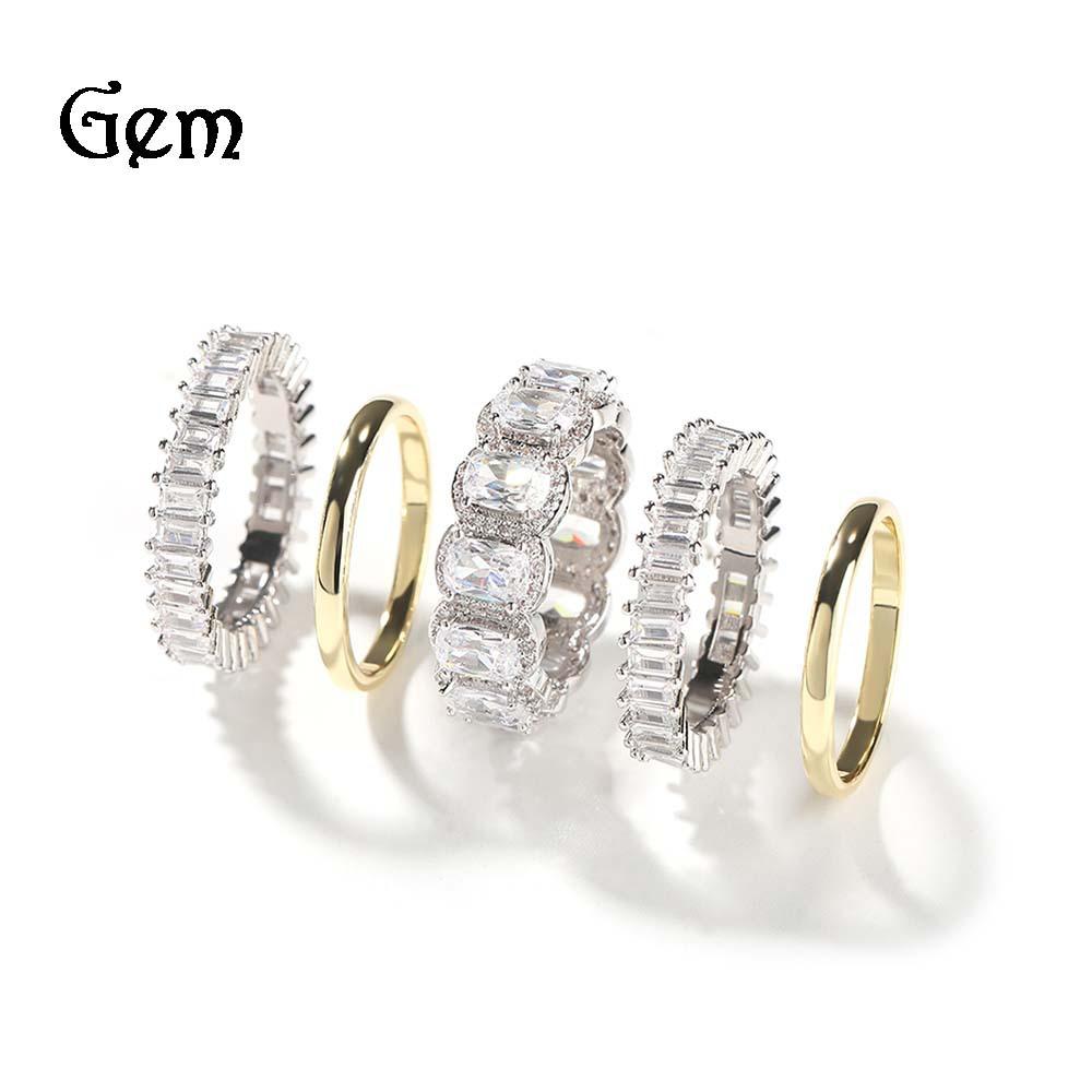 Cool handsome men's ring set, hip-hop fashion diamond-encrusted niche design five-piece ring set.