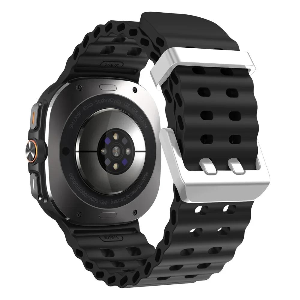 Ocean Silicone Band for Samsung Galaxy Watch 7 Ultra 47mm NO Gaps Bracelet Breathable Sport Loop Strap for SAMSUNG Watchband