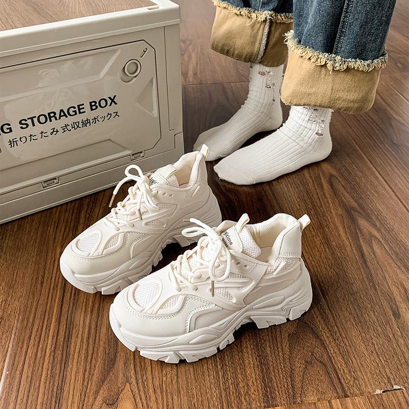 Hong Kong Style Dad Shoes Women's Ins Tide 2025 New Versatile Casual Shoes Thick Sole Height Increase Super Fire Thin Sports Shoes