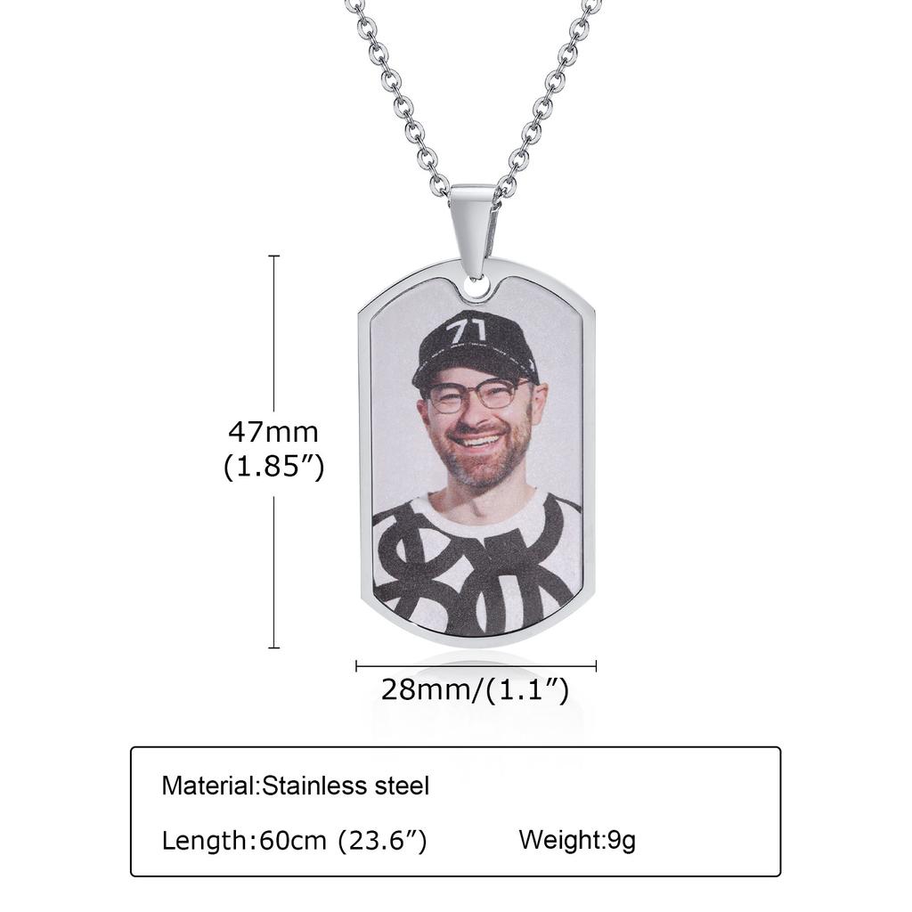 Men Personalize Engrave Name Custom The Photo of Family Pendant Necklaces,Picture Words Date Pendant Dogtag,Love Keepsake Gifts
