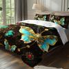 3pcs Luxury Teal Golden Butterfly Bedding Set Bohemian Butterfly Quilt Cover Set Bohemian Themed Duvet Cover Set
