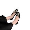 French Square Head Rhinestone Shallow Mouth Single Shoes Women's 2025 New Spring and Autumn Beanie Shoes Flat Laden Shoes Mary Jane Evening Shoes