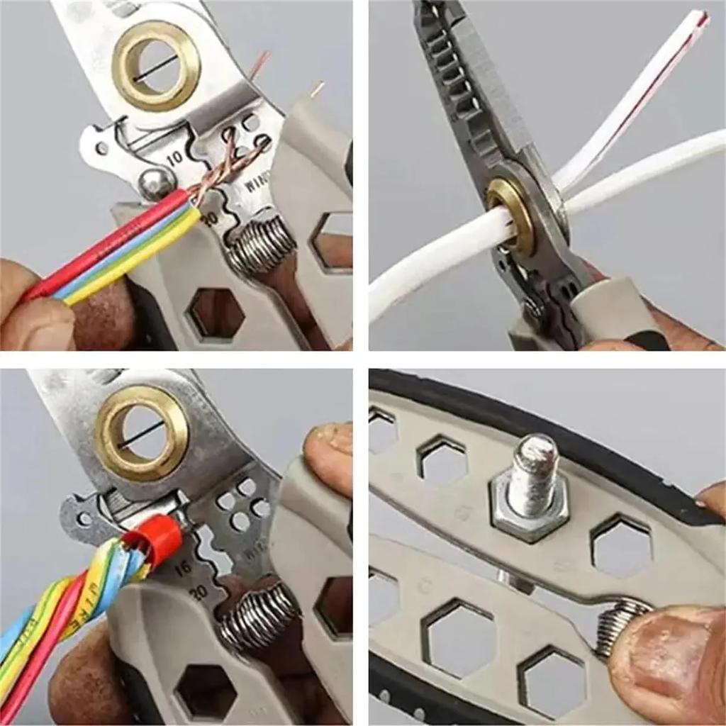 7in Multipurpose Wire Stripper Professional Tool Electrician Crimpe Pliers for Wire Cutting Stripping Pressing Cable Hand Tool
