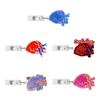 5Pcs Heart-shaped Acrylic Badge Reel Secure Nurse Badge Holder Clips Convenient Easy Pull Button Cord for Doctor Student