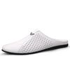 Fashion Italian Mens Slippers Genuine Leather Muller Shoes Men Loafers Outdoor Non-slip Black Casual Half Slipper Men Fashion Shoes Man