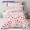 Pink Cartoon Art Pattern Bedding,Quilt Set Quilt Cover Pillowcase Home Birthday Gift (1 * Duvet Cover + 2 * Pillowcase, Without Core)