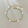 Gold Double Layer Pearl Black Bead Bracelet – Elegant Pearl Chain Jewelry, Vintage Party Gift for Women