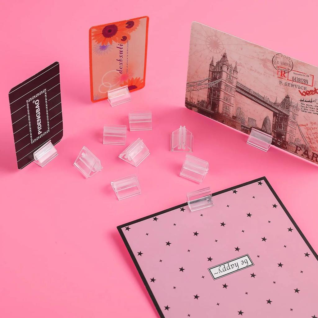 24/48Pcs Mini Clear Stands Place Card Holders Table Number Stands Card Base Stand for Table Photos Games Wedding Party Decor