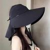 Women Anti UV Sunshade Shawl Cap Detachable Wide Brim Visor For Outdoor Sports Beach Travel Accessory