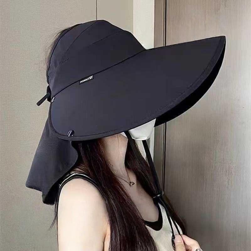 

Women Sunshade Shawl Cap Detachable Wide-Brimmed Anti-UV Visor Cap Sun Protection Picking Tea Hat Outdoor Riding Hat