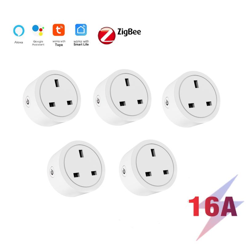 Zigbee Tuya Smart Plug 16a Adapter Wireless Remote Control Voice Control Timing Monitor Battery Works With Google Home Alexa