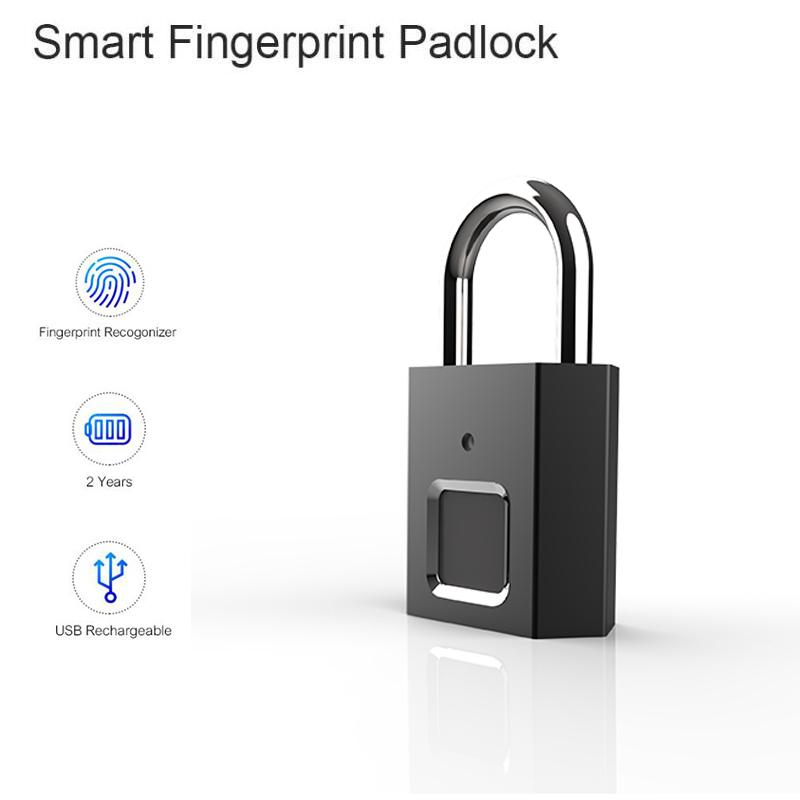 Smart Door Padlocks Rechargeable Door Lock Fingerprint Keyless Quick Unlock Fingerprint Lock black#0 чёрный