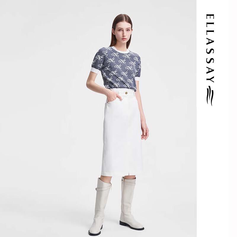 ELLASSAY Color-Block Monogram Knit Top