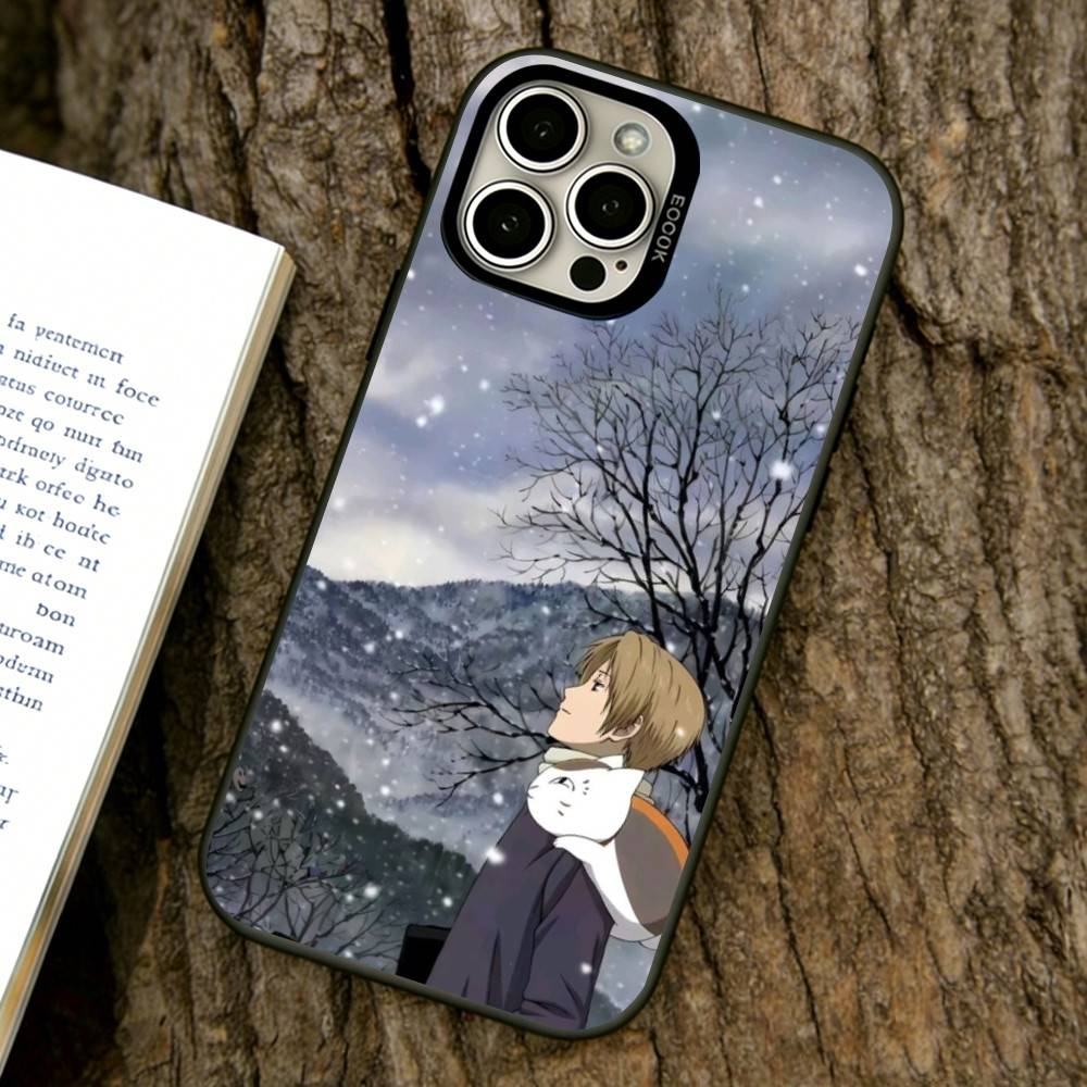 Natsume Book of Friends Phone Case For iPhone 17,16,15,14,13,12,11 Plus,Pro Max,XS,Colored Silver Plated Inside Cover