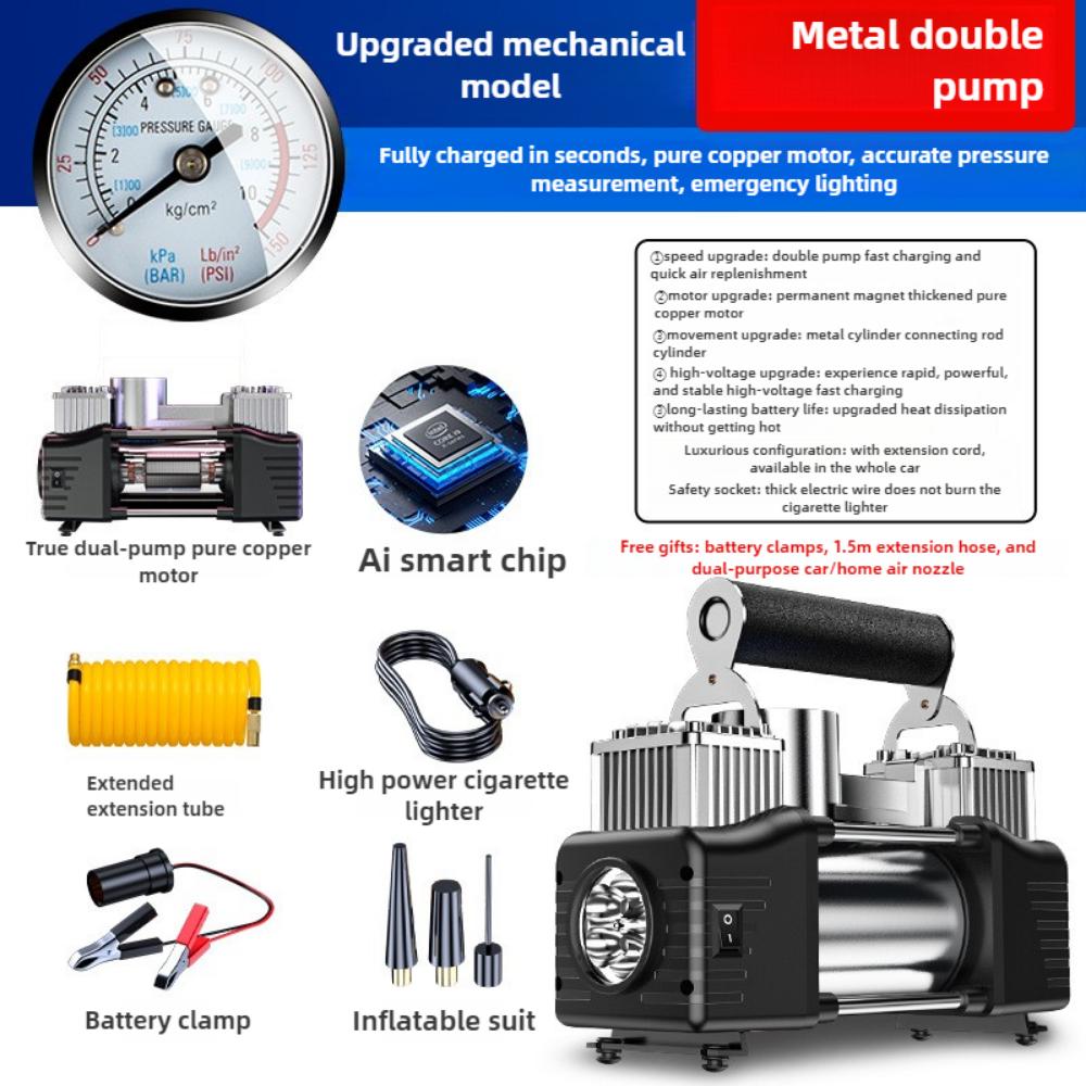 Vehicle Air Pump High Power Multifunctional Portable Electric Double Cylinder High Pressure Speed Punch Tire Air Pump for Automobile