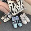 Mary Jane Dexun Shoes Mesh Shoes 2025 Summer New Ballet Shoes One Word with College Style Casual Shoes