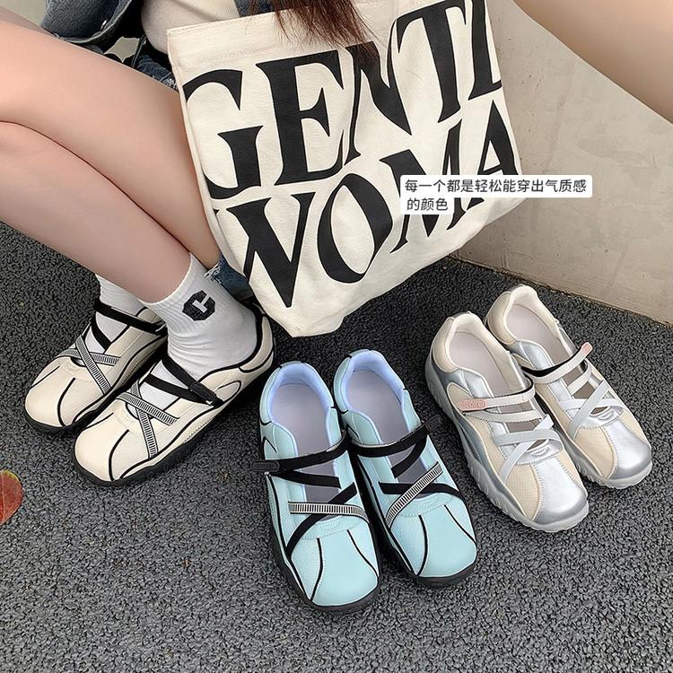 Mary Jane Dexun Shoes Mesh Shoes 2025 Summer New Ballet Shoes One Word with College Style Casual Shoes