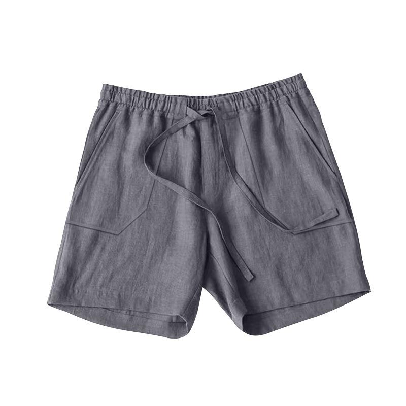 Men Linen Casual Shorts, Elastic Drawstring Waist Big Patch Pocket Loose Fit Lightweight Summer Beach Walking Shorts With Side Pockets Multiple Colors