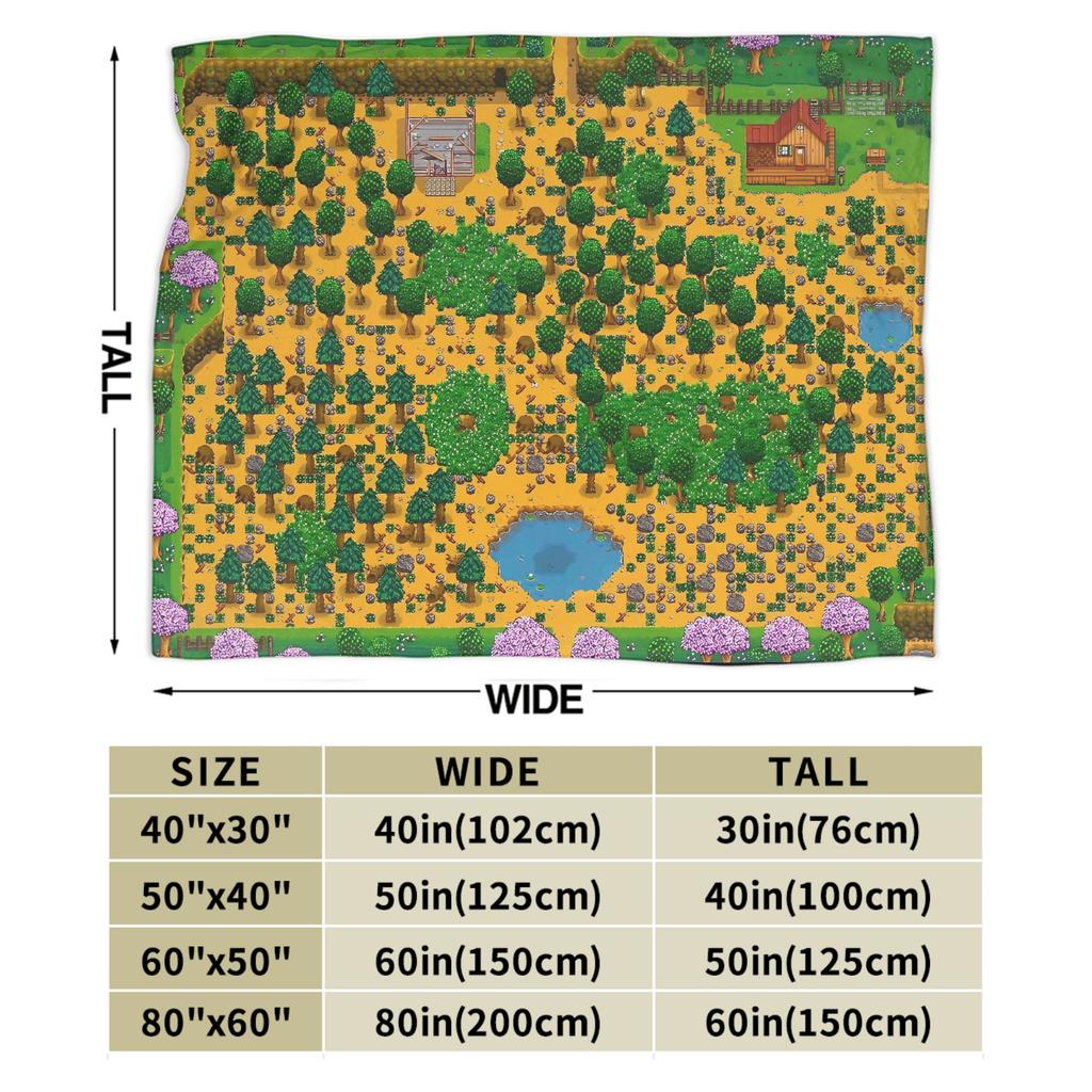 The best Stardew Valley farm-Flannel Blanket  Soft Durable Throw Blanket for Living Room Travel Pattern Bedspread Sofa Bed Cover