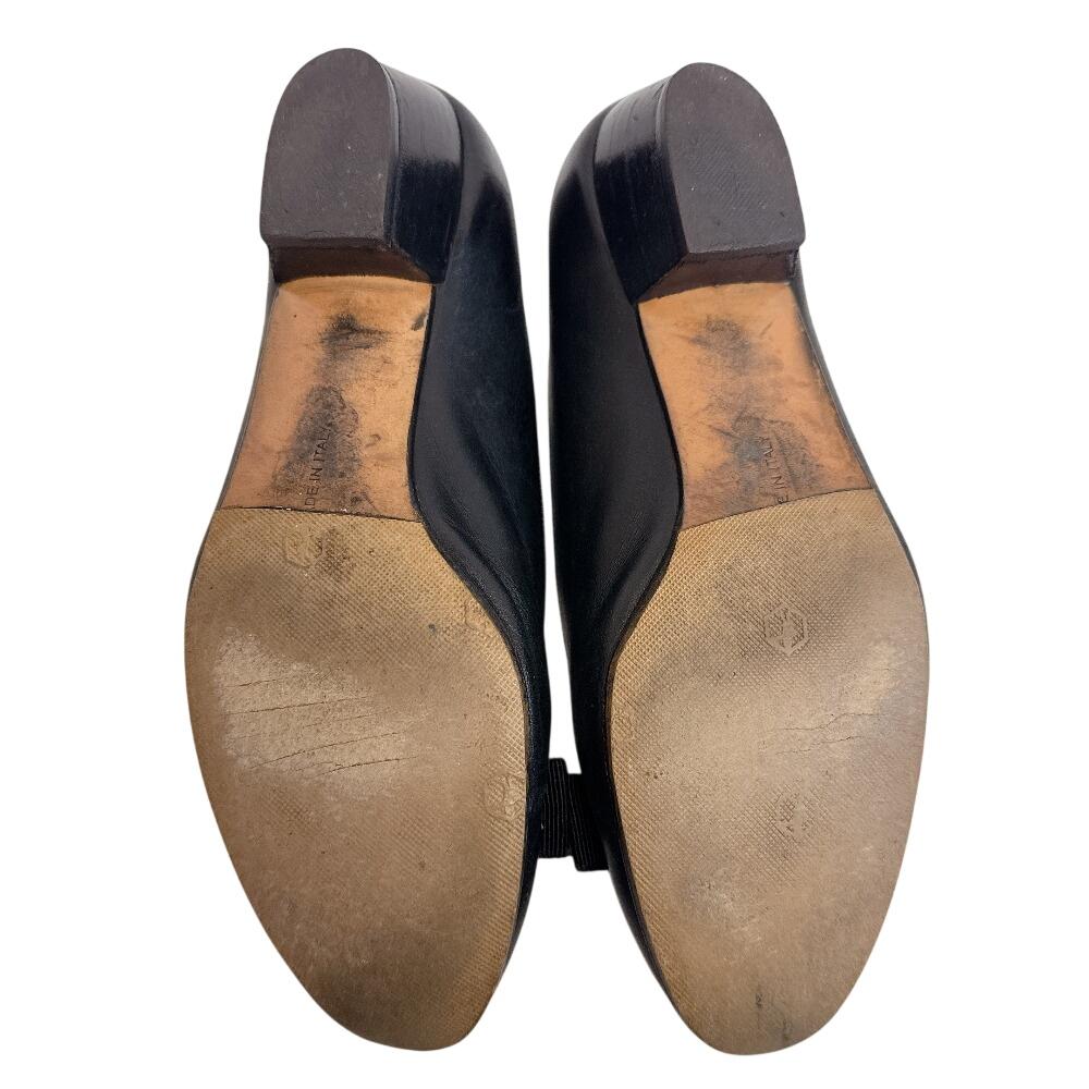 Salvatore Ferragamo Heel leather Ribbon flat pumps pumps black leather Used