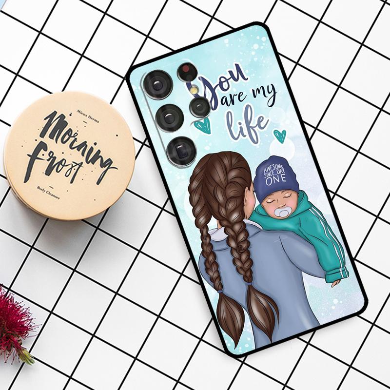 Super Mom Baby Girl Son Daughter Case For Samsung Galaxy S23 S10 S9 S8 Note 10 Plus Note 20 S22 Ultra S20 FE S21 FE Phone Cover
