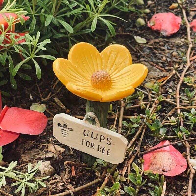 Bee Bath With Flower Design Bee Pollinator Feeder Drinking Cup For Thirsty Pollinators Insects For Outdoor Garden Yard Decor