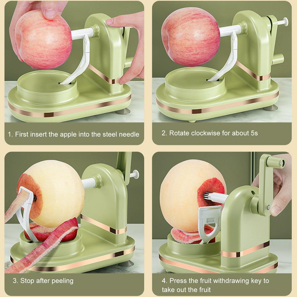 1PC Hand Crank Fruit Peel Machine Multi Purpose Peeler with Stainless Steel Cutter PP Material for Kitchen