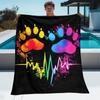 1 Stück Regenbogen Pfotenabdruck Herzschlag Fleece Decke Haustierliebhaber Design Bunter Tierpfotenabdruck Überwurf Decke Geschenk für Hunde Katzenbesitzer