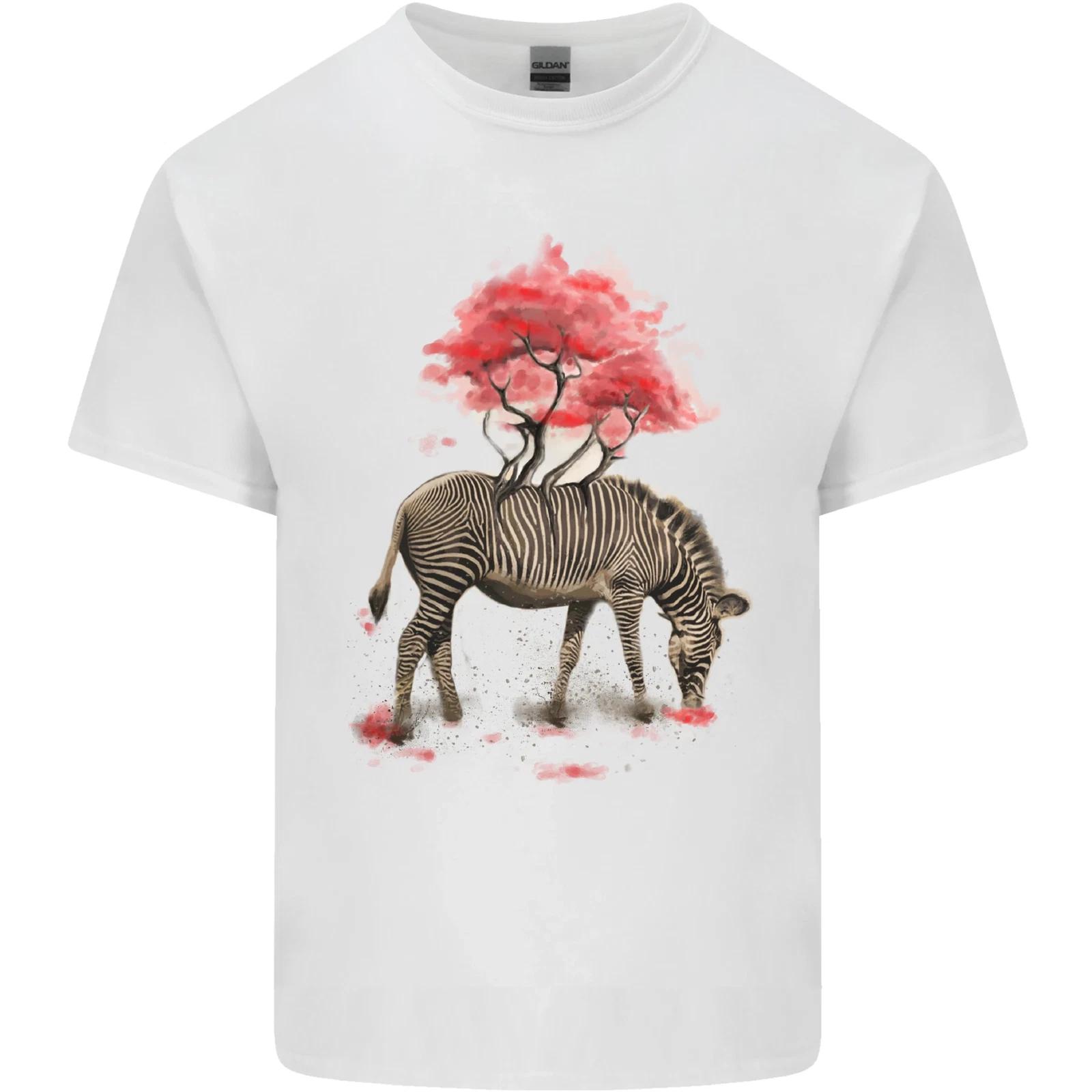 Zebra and Tree Watercolour Kids T-Shirt Childrens S