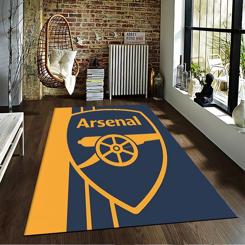 Ensemble de tapis Logo Arsenal – Ensemble de tapis Bleu & Or (1 housse de couette, 2 taies d'oreiller, couette non incluse)