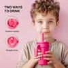 Color Blocking 14Oz Straw Car Cup, Children'S Student Insulated Cup, Stainless Steel Water Cup Handle, The Best Gift For Car Cup