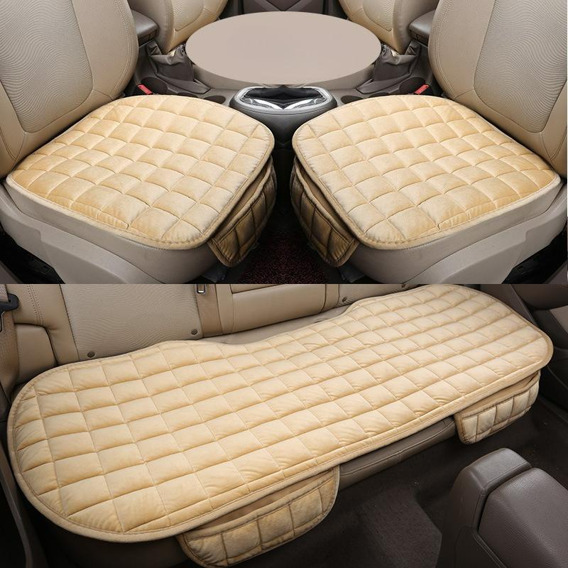 Three-piece Car Seat Cushion Set, Winter Plush Three-piece Set, Tie-free Non-slip Seat Cushion, Plush Seat Cushion