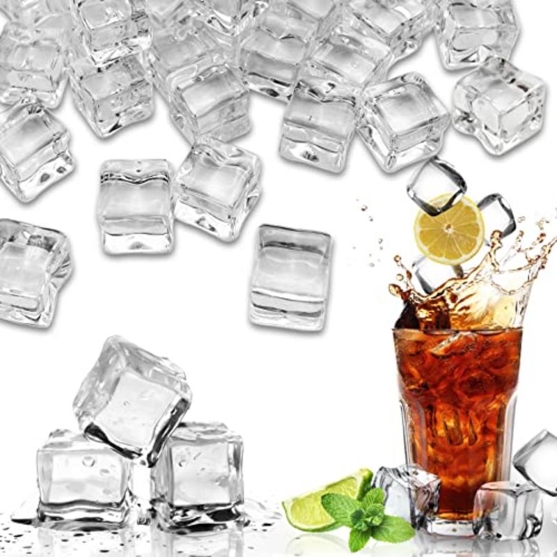 Fake Ice, Clear Fake Ice Cubes Acrylic, 17 Mm 100 PCS Acrylic Decorative Ice Cubes for Photography Accessories Props Decoration Vase Fillers