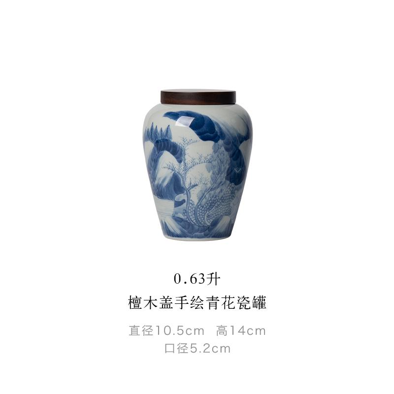 

Creative Hand Painted Ceramic Tea Caddy Wooden Cover Porcelain Desktop Cabinet Decoration Retro Coffee Bean Candy Storage Jar