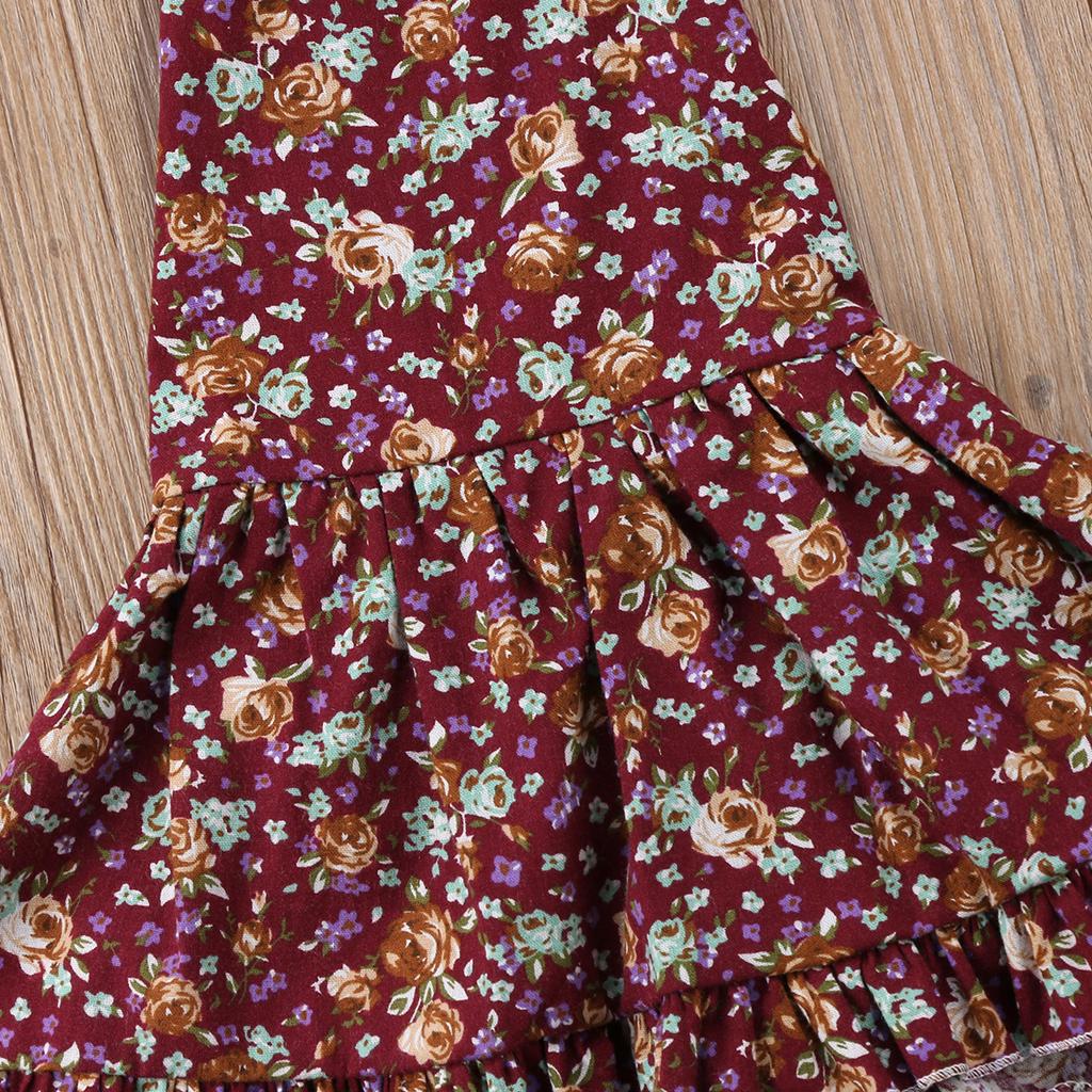 Kids Girls Floral Tie Dress Beach Holiday Dress Backless Sundress