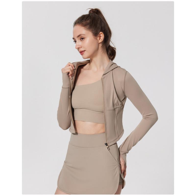 Women's Spring and Autumn Running Fitness Sports Slim Long Sleeve Hooded Yoga Wear Tops